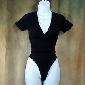 Brandy Melville Black Ribbed Bodysuit